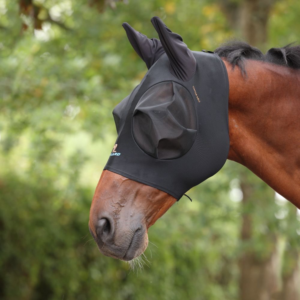 Kärpässetti Flyguard Pro Stretch Fly hood w ears Shires Equestrian Products