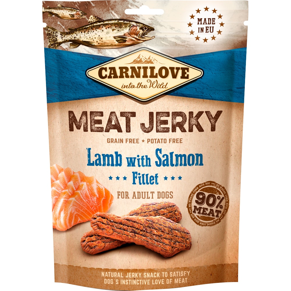 Koiranherkku  Jerky Lamb with Salmon Fillet 100 g Carnilove